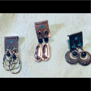 3 pair Earring bundle in Blue and SilverTone